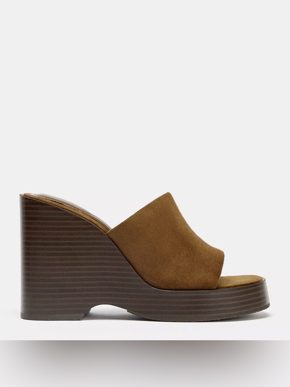 Zara suede platform wedge sandals -brown - Picture 7 of 7